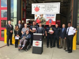Seattle Fire, Local 27 and MDA representatives at media announcement