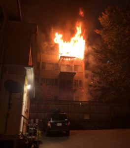 Units respond to the two-alarm fire on Queen Anne on Oct. 13, 2018.