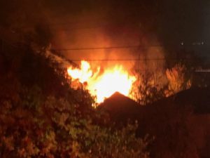 Flames visible from apartment fire
