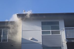 Apartment unit with visible smoke