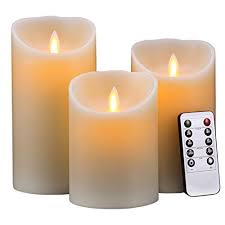 Set of three flameless candles with remote control