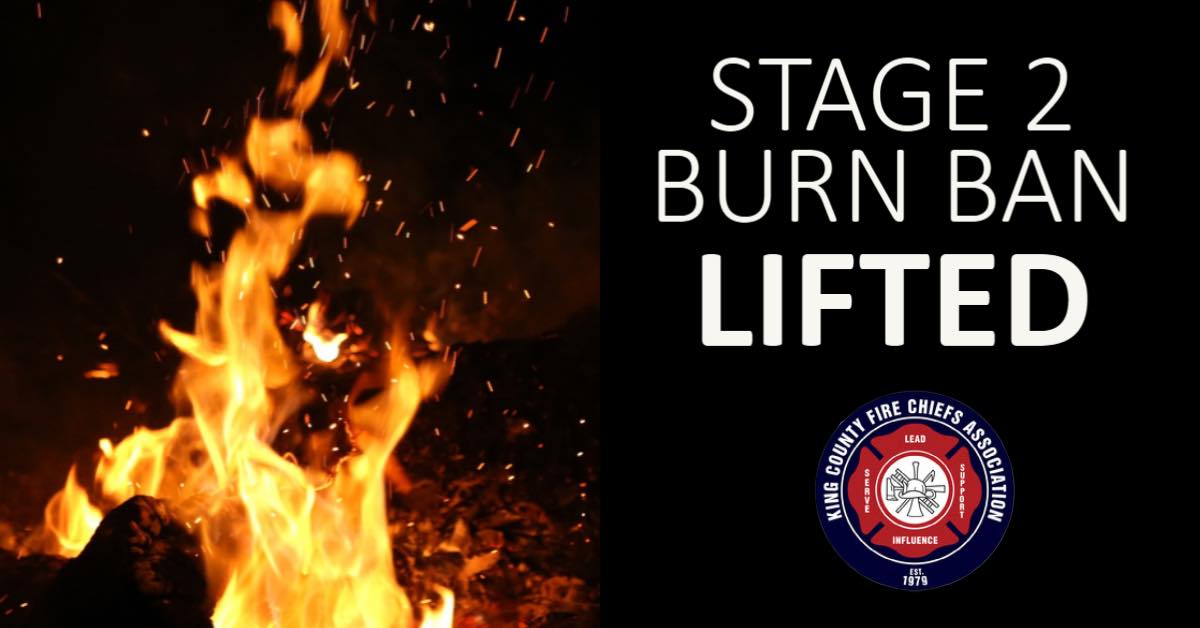 Stage 2 burn ban lifted in Seattle and King County effective August 31st, 2023.