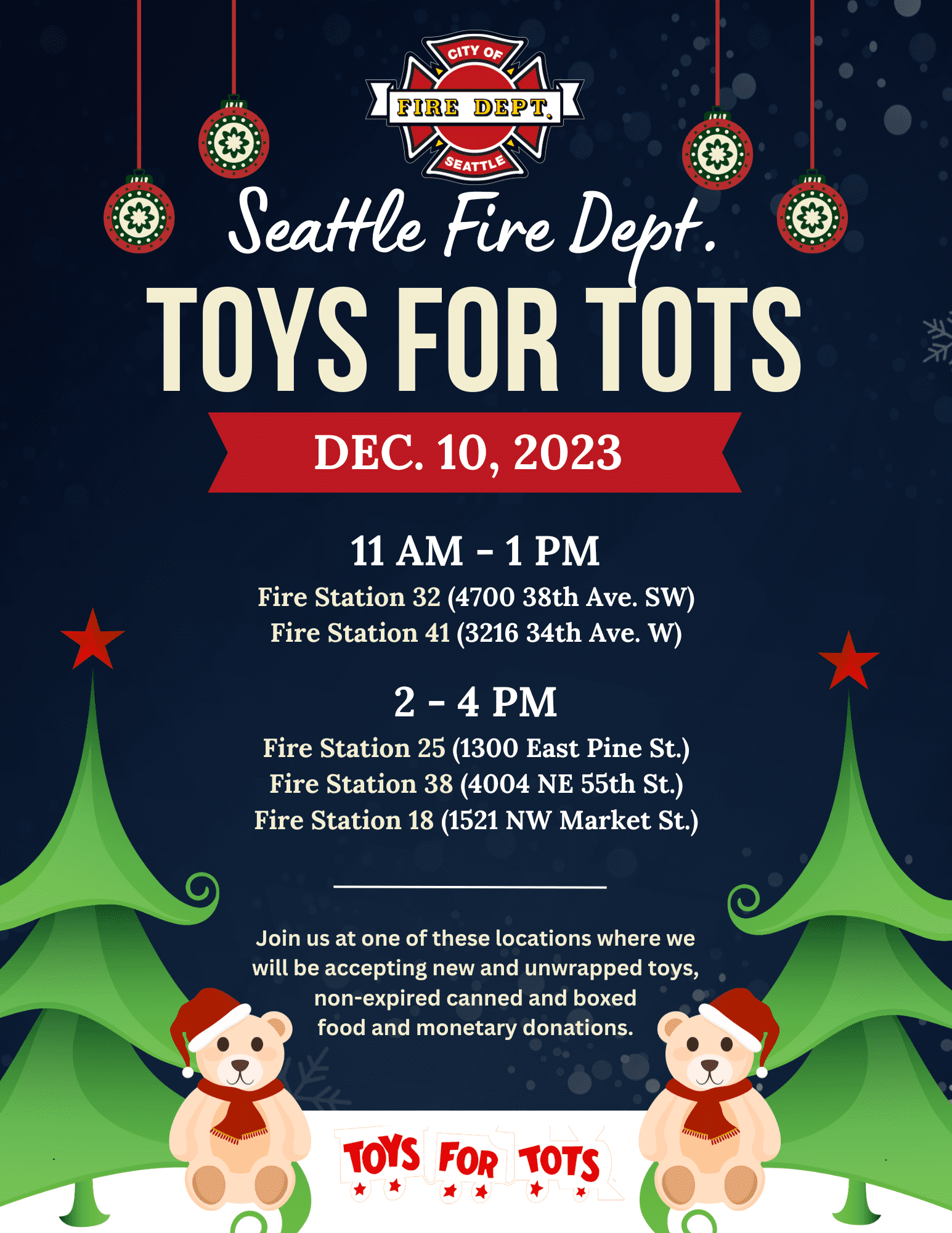Seattle Fire Collecting Toys On Dec 10