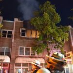 Fire in a three-story commercial building