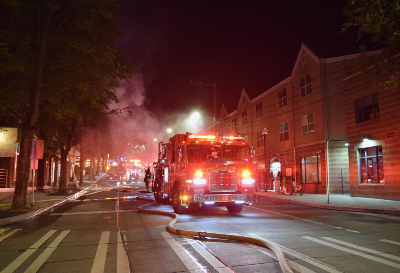 Engine 10 on scene for a commercial building fire.