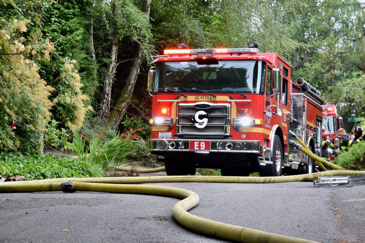 Engine 9 parked at scene of the fire.