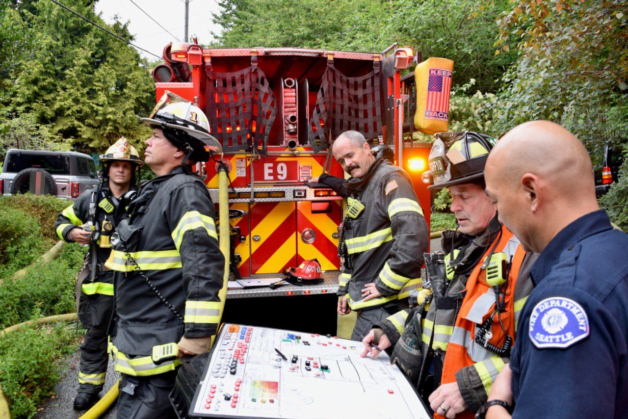 Command post behind Engine 9.