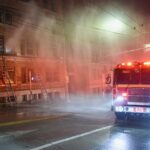 Firefighters hydraulically ventilated a second-floor apartment unit that was on fire.